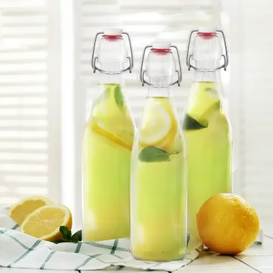 Nevlers Round Airtight Swing Top Bottles - Glass 17oz (6pk) image {1}