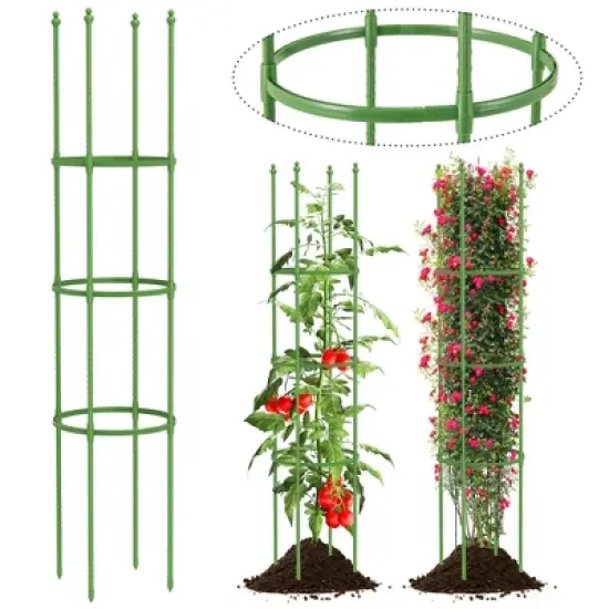 Costway 2-Pack Garden Trellis 57" Plant Support & Tomato Cages with Adjustable Height image {10}