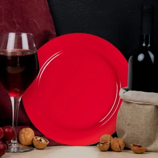 Smarty Had A Party 7.5" Solid Red Holiday Plastic Salad Plates - 120 pcs image {8}