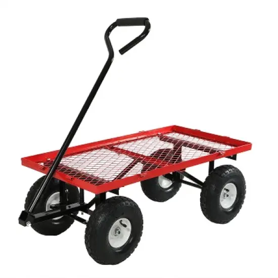 Sunnydaze Outdoor Lawn and Garden Heavy-Duty Durable Steel Mesh Utility Wagon Cart with Removable Sides image {7}