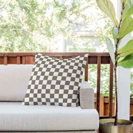 20"x20" Deny Designs Carey Copeland Checker Outdoor Throw Pillow Green: UV & Mildew Resistant, Abstract Design image {1}