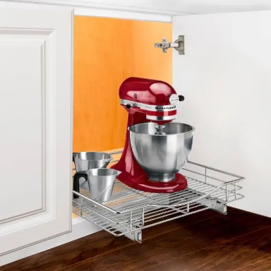 Lynk Professional 20" x 21" Slide Out Cabinet Organizer - Pull Out Under Cabinet Sliding Shelf: Chrome-Plated Kitchen Storage image {1}