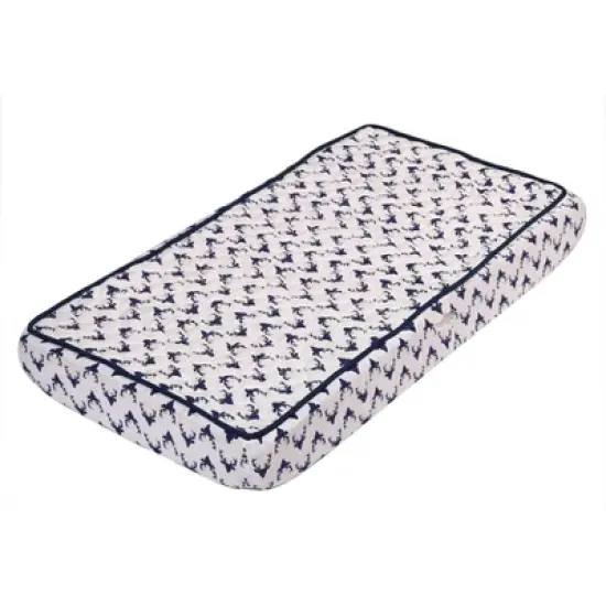 Bacati - Noah Navy Buck Quilted Muslin Changing Pad Cover image {7}