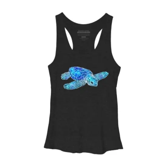 Women's Design By Humans Blue And Green Watercolor Sea Turtle By Maryedenoa Racerback Tank Top image {3}