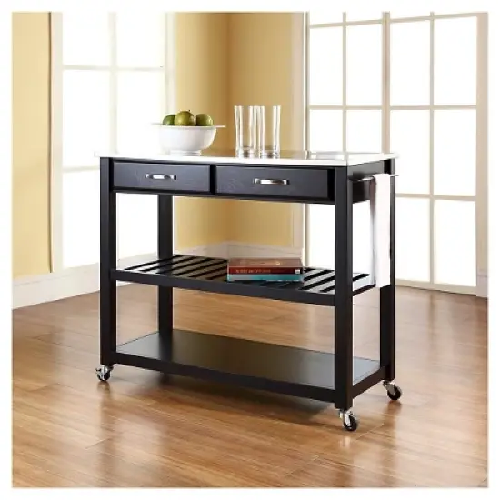 Stainless Steel Top Kitchen Cart/Island with Optional Stool Storage - Crosley image {3}