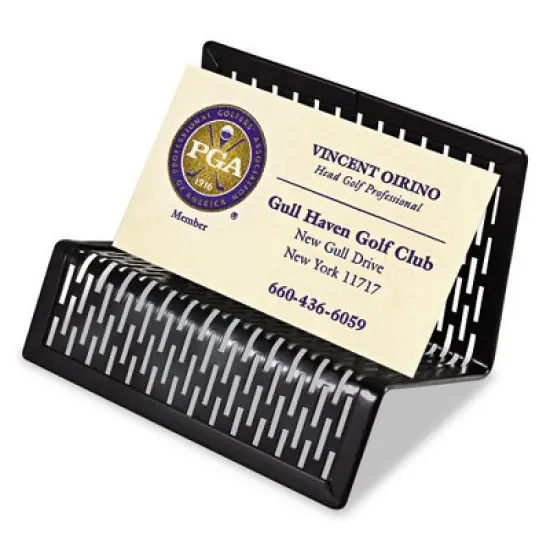 Artistic Urban Collection Punched Metal Business Card Holder, Black, 4"w x 3.5"d x 1.75"h image {4}