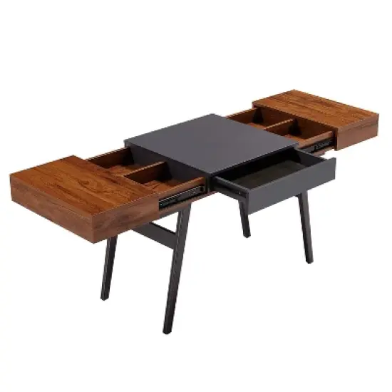 Expandable Modern Desk with Storage Mahogany - Techni Mobili image {7}