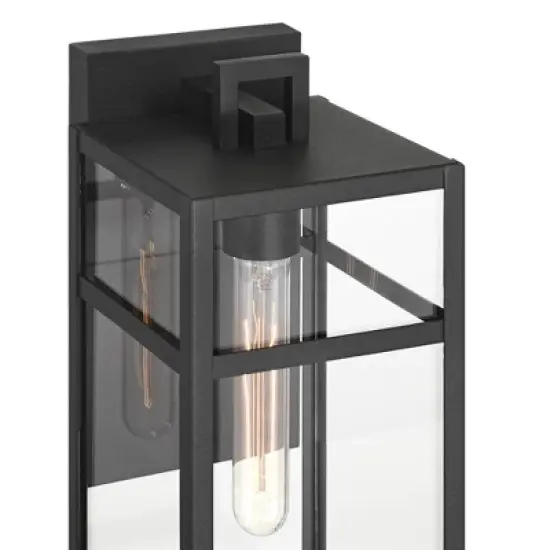 John Timberland San Lucas 14 1/2" High Modern Outdoor Wall Light Fixture Mount Porch House Set of 2 Weatherproof Sand Black Metal Clear Glass Shade image {2}