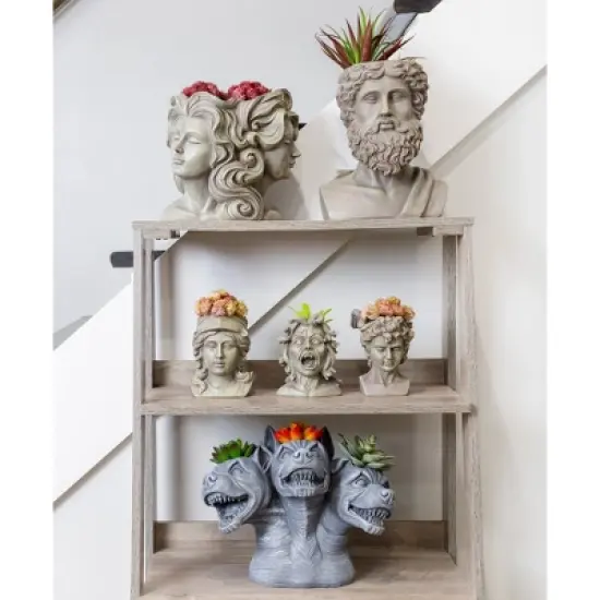 Darware Mini Resin Medusa / Athena / Perseus Planter, 3pc Set; Garden Decor Statue Flower Pot image {5}