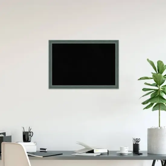 39"x27" Upcycled Wood Frame Black Cork Board Teal/Gray - Amanti Art image {6}