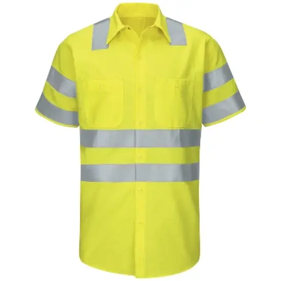 Red Kap&reg; Men's Hi-Visibility Short Sleeve Ripstop Work Shirt - Type R, Class 3 image {1}