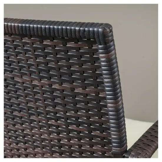 Peterson 3pc Wicker Patio Bistro Set with Cushions - Brown - Christopher Knight Home image {2}