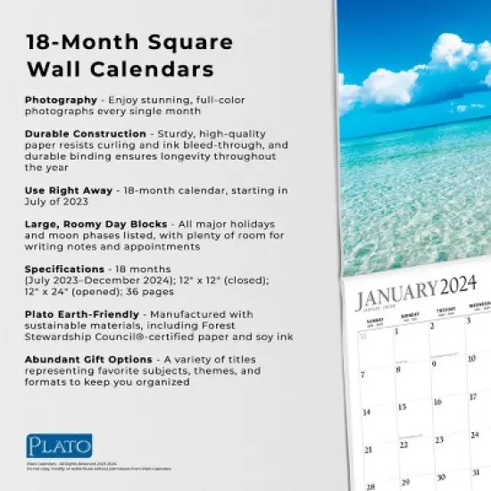 Plato 2023-2024 Wall Calendar 12"x12" Inspiration image {4}