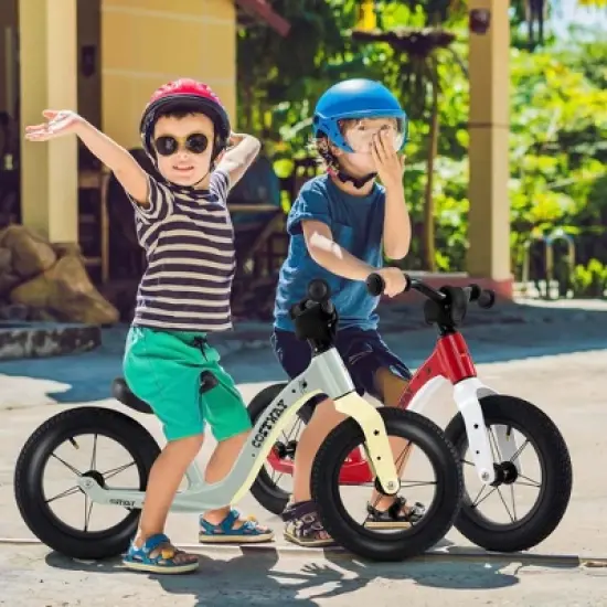 Costway 12 Inch Magnesium Toddler Balance Bike No Pedal Training Toddler Balance Bike White/Pink/Green/Red image {3}