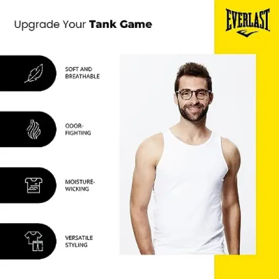 Everlast Essentials Mens Tank Tops Value 6 Pack Undershirt Breathable Tagless image {4}