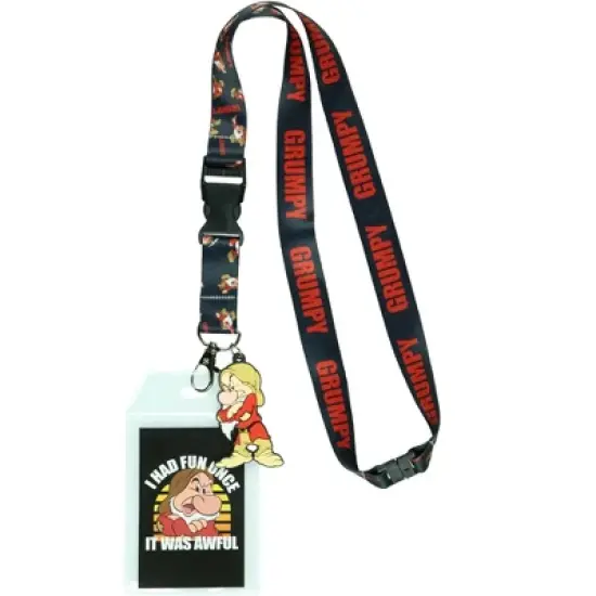 Snow White Grumpy This Is My Happy Face Lanyard with ID Badge Holder and Charm image {5}