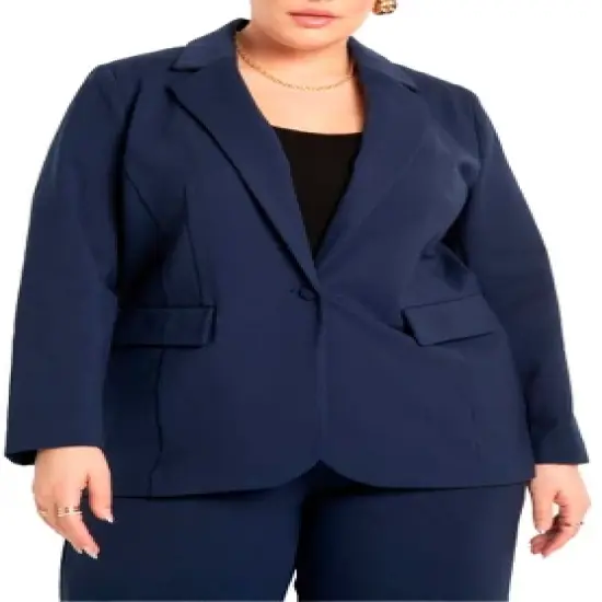 ELOQUII Women&rsquo;s Plus Size The Ultimate Stretch Suit Long Line One Button Blazer image {2}