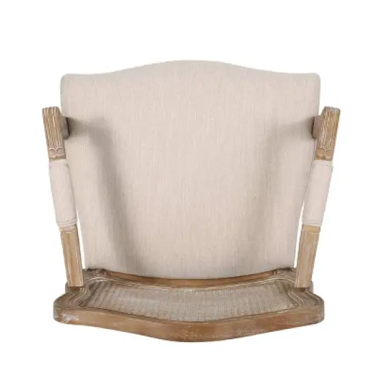 Set of 2 Andrea French Country Wood and Cane Upholstered Dining Armchairs - Christopher Knight Home image {5}