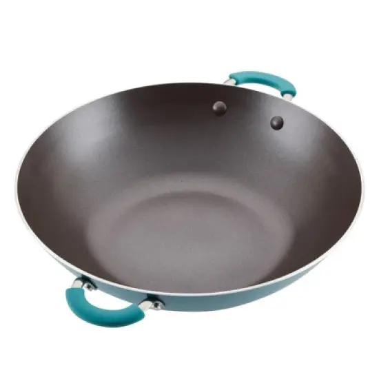 Rachael Ray Cook + Create 14" Aluminum Nonstick Wok - Agave Blue image {2}