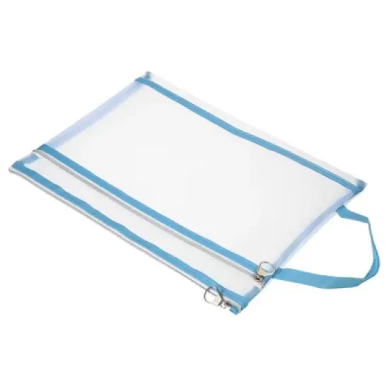 Unique Bargains Nylon A4 Mesh Zippered Clear Files Bag for Office Business with Handle image {5}