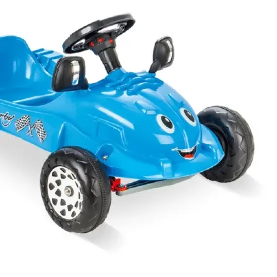 Pilsan 07 302B Herby Ride On Kids Toy Pedal Car with Removable Steering Wheel, Moving Mirrors, and Horn for Ages 3 and Up, 77 Pound Capacity, Blue image {2}