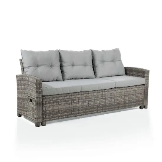 Greemotion 6pc Malia Outdoor Patio Dining Sectional with Table And Bench Gray: UV-Resistant, Aluminized Finish, Storage image {3}