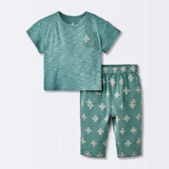 Baby Boys' 2pc Plus Graphic T-Shirt & Gauze Pants Set - Cloud Island&trade; Blue image {4}