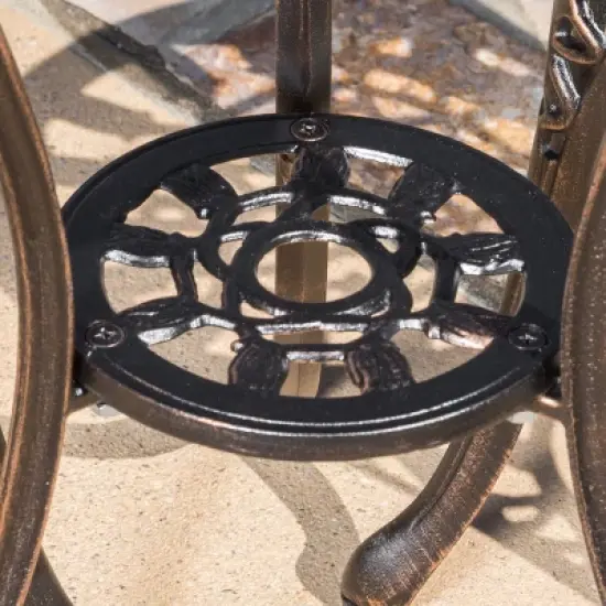 Christopher Knight Home Nassau Outdoor Vintage Style Cast Aluminum Bistro Set with Tulips image {5}