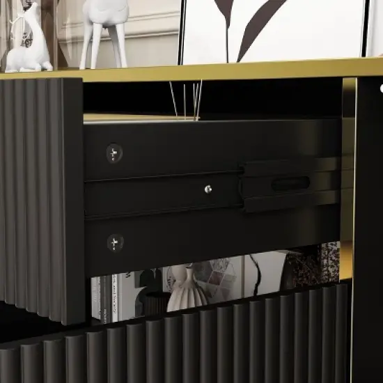 FUFU&GAGA Wave Finish 4 Door Floor Standing Sideboard with Adjustable Shelves image {8}