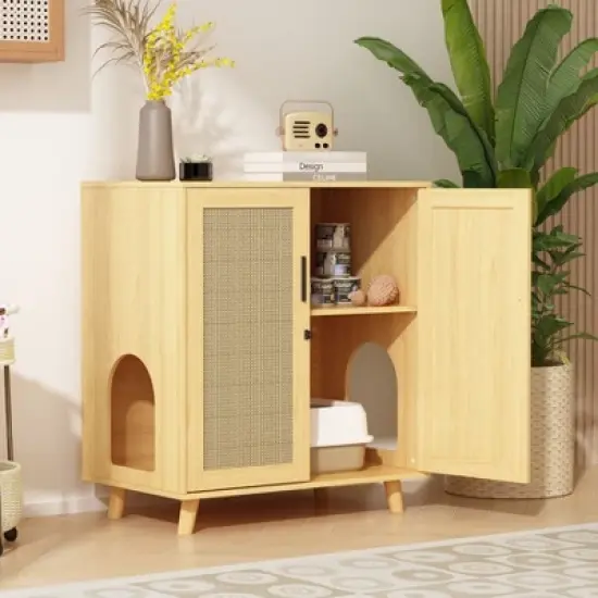 FUFU&GAGA Cat Cabinet Organiser Sisal Cabinet Doors Safe and Natural image {12}