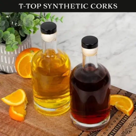 Cornucopia Brands 12oz Liquor Bottles 2pk; Clear Glass Bottles w/T-Top Synthetic Corks image {4}