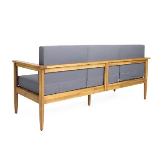 Outdoor Acacia Wood 3-Seater Sofa with Water-Resistant Cushions & Slatted Design, Durable & Stylish Patio Seating-Coolbibila image {4}