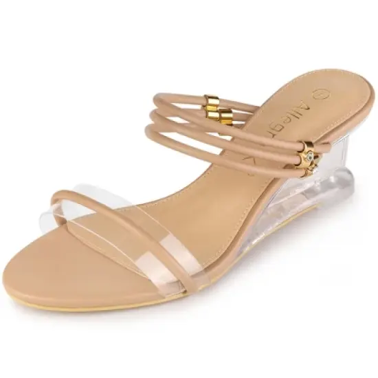 Allegra K Women's Low Wedges Clear Heel Sandals image {9}