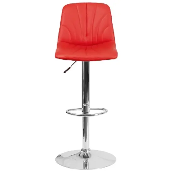 Flash Furniture Contemporary Vinyl Adjustable Height Barstool with Embellished Stitch Design and Chrome Base image {4}