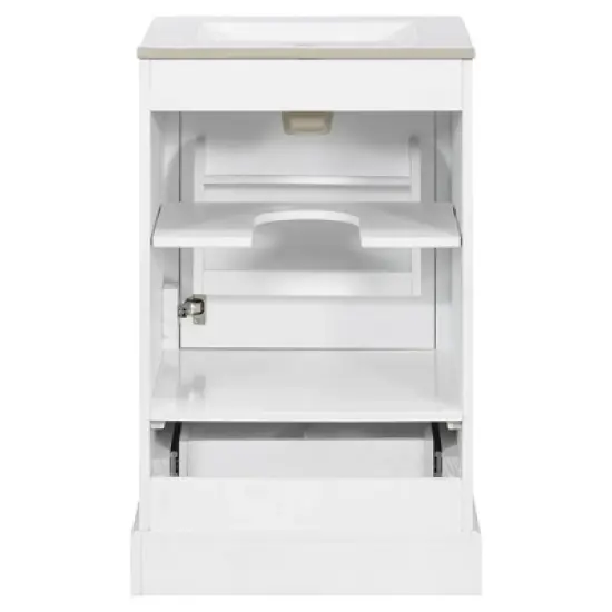 Hrinhom 20"W Bathroom Vanity,Modern Free-standing Storage cabinet with Compartment Drawer image {9}