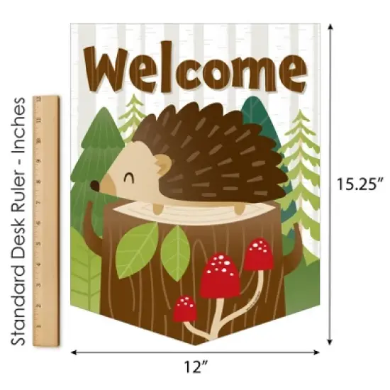 Big Dot of Happiness Forest Hedgehogs - Outdoor Home Decorations - Double-Sided Woodland Birthday Party or Baby Shower Garden Flag - 12 x 15.25 inches image {4}