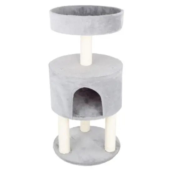 Pet Adobe 4-Tier Kitty Condo and Scratching Post &ndash; Gray image {3}