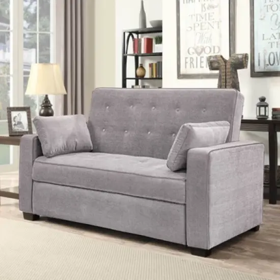 Andrea Convertible Futon Sleeper Sofa Light Gray - Serta image {8}