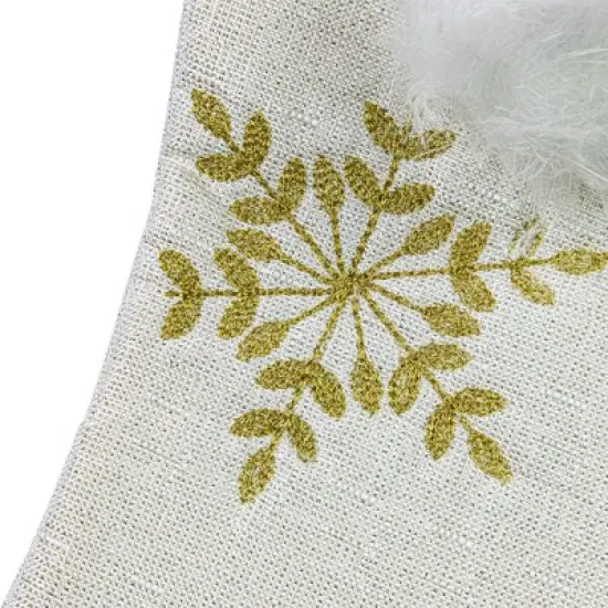 Northlight 20" Cream with Gold Snowflakes Christmas Stocking with Faux Fur Cuff image {4}