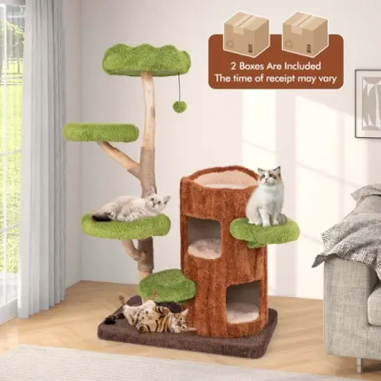Costway Multi-level Cat Tree with Double Decker Cat House Scratching Posts & Sisal Panel image {3}