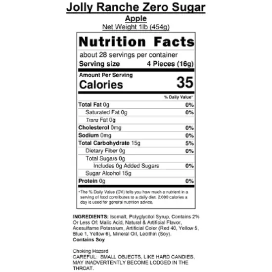 Jolly Rancher Zero Sugar Hard Candy - Apple (Sugar Free) image {2}