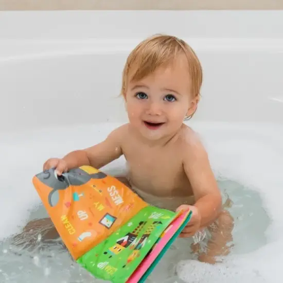 merka Baby Bath Books for Toddlers - 4 Floatable Waterproof Plastic Books (Thank You, Sorry, Hi Bye, Please) image {3}