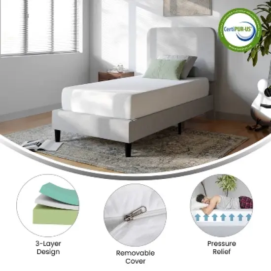 Emma and Oliver 3-Layer Memory Foam Mattress in a Box with Green Tea Infusion, Cooling Gel, CertiPUR-US Certified Foam and Washable Cover image {9}