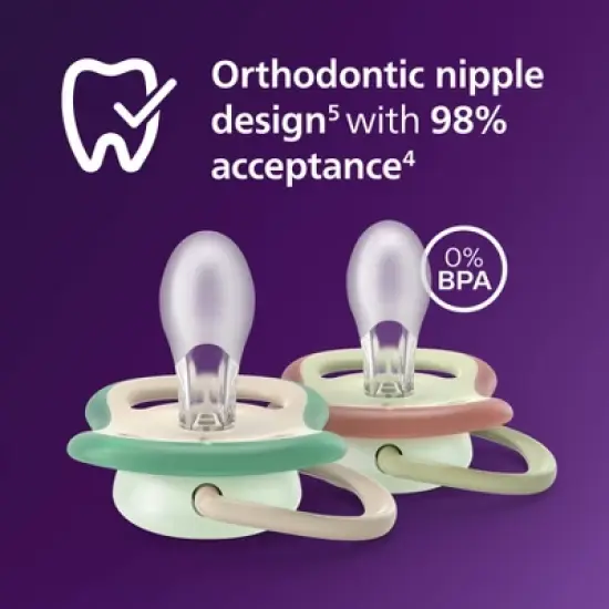 Philips Avent Ultra Air Pacifiers 6-18m - Fern Night/Plant Night - 4pk image {2}