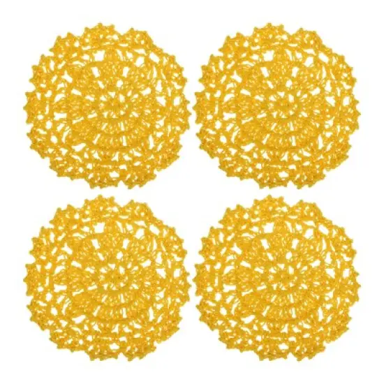 Unique Bargains Cotton Woven Vintage Lace Floral Pattern Heat Insulating Coasters 4" 4 Pcs image {9}