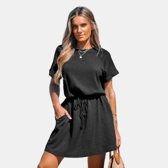 Women's Knit Drawstring Mini Dress - Cupshe image {7}