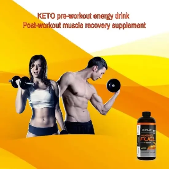 Twinlab Amino Fuel Liquid Orange Rush - Caffeine Free Pre & Post Workout Amino Energy Drink with BCAA & Collagen Peptides - 16 fl oz image {6}