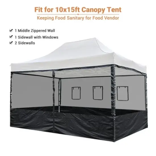 Instahibit 4 Half Mesh Sidewalls for 15x10 Ft Pop Up Canopy Tent w/ Window Food Vendor Fair image {2}
