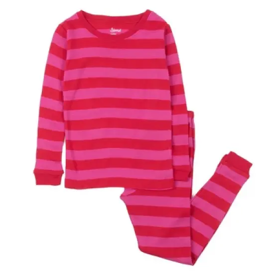 Leveret Kids Two Piece Cotton Striped Girls Pajamas image {6}