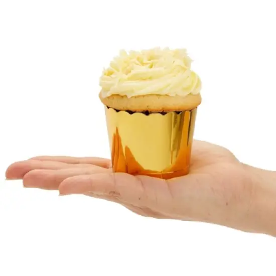Sparkle and Bash 60 Pack Gold Baking Cups with Scalloped Edges for Cupcakes, Muffins, Wedding Table Decor, Birthday Treats, 1.96 x 1.8 In image {6}